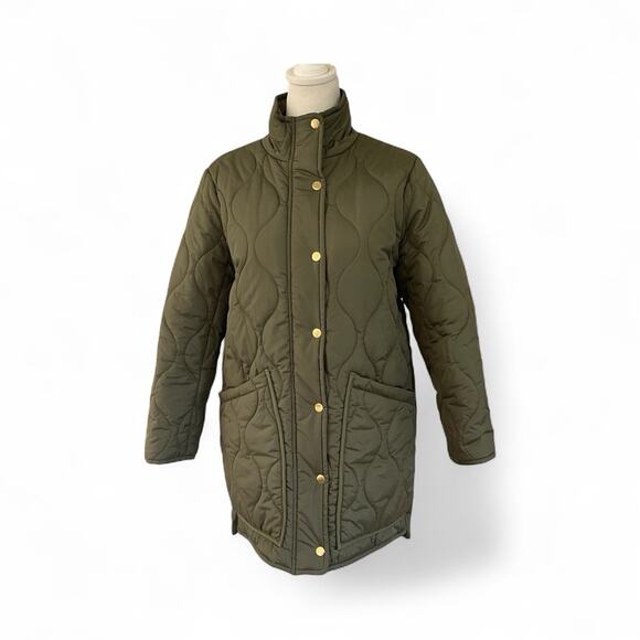 J.Crew Signature Puffer Coat SP Green Quilted PrimaLoft Insulated Re-Imagined - Picture 1 of 9